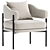 Elegant Grey Fabric Armchair 3D model small image 1