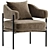 Elegant Grey Fabric Armchair 3D model small image 2