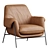 Sleek Leather Lounge Chair 3D model small image 1