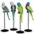 Colorful Parrot Figurine Set 3D model small image 1