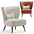 Retro Linen Accent Chair 3D model small image 1