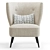 Retro Linen Accent Chair 3D model small image 2