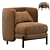 Milos Leather Lounge Chair 3D model small image 1