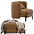 Milos Leather Lounge Chair 3D model small image 6