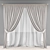 Floor-Length Curtain with Straight Tulle 3D model small image 3