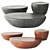 Minotti Stony Stone Table Set 3D model small image 1