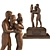 Metal Sculpture Figures Set 3oru 3D model small image 1