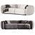 Stylish 3-Seater Fabric Sofa 3D model small image 3