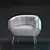 White Leather Armchair for Gaming 3D model small image 4