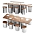 Modern Concrete Meeting Table Set 3D model small image 3