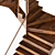 Corner Curved Wood Staircase 3D model small image 4