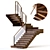 Corner Curved Wood Staircase 3D model small image 9