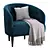Shento Velvet Armchair – Modern Design 3D model small image 3