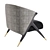Velvet and Pine Art-Deco Armchair 3D model small image 8