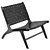 Modern Leather and Mahogany Chair 3D model small image 1