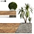 Two Bench Set with Plants 3D model small image 11