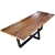 Wooden Slab Table Set 3D model small image 3