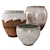 Handcrafted Plant Pots Trio 3D model small image 1