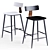 Ant Black Semi-Bar Stool 3D model small image 1