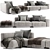 Modern Flexform Lario Chaise Longue 3D model small image 1