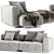 Modern Flexform Lario Chaise Longue 3D model small image 3