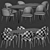 Elegant Upholstered Velvet Wood Dining Set 3D model small image 2