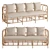 Handcrafted Rattan & Polyester Sofa 3D model small image 1