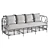 Handcrafted Rattan & Polyester Sofa 3D model small image 6