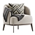 Elegant Megan Armchair with Pillow 3D model small image 1