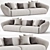 Italian Curved Sofa Set 3D model small image 1