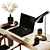 Custom Minimalist Wood Workspace 3D model small image 3