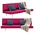 Modern Pine Sofa with Brass Legs 3D model small image 1