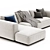 Luxury Flexform Grandemare Chaise Sofa 3D model small image 2