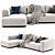 Luxury Flexform Grandemare Chaise Sofa 3D model small image 3