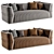 Luxury Off-White Leather 3-Seater Sofa 3D model small image 1