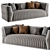 Luxury Off-White Leather 3-Seater Sofa 3D model small image 2