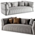 Luxury Off-White Leather 3-Seater Sofa 3D model small image 3