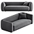 Modern Grey Velvet Sofa 3D Model 3D model small image 2