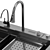 Black Stainless Steel Waterfall Kitchen Sink 3D model small image 6