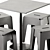 Modern Steel Cafe Table & Stool 3D model small image 4