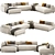 Light Color Sectional Sofa Chaise 3D model small image 1