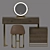 Walnut Makeup Vanity Set: Stylish & Functional 3D model small image 4