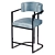 Velvet Half-Bar Stool with Backrest 3D model small image 1