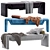 CB2 Anthracite Velvet Bench, Modern 3D model small image 1