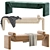 CB2 Anthracite Velvet Bench, Modern 3D model small image 2
