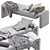 CB2 Anthracite Velvet Bench, Modern 3D model small image 6