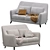 Elegant Velvet Latte Sofa Divan 3D model small image 3