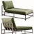 Vintage Rustic Military Canvas Chaise 3D model small image 1