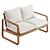 Eucalyptus 2-Seater Solid Wood Sofa 3D model small image 1