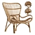 Elegant Highback Rattan Lounge Chair 3D model small image 1